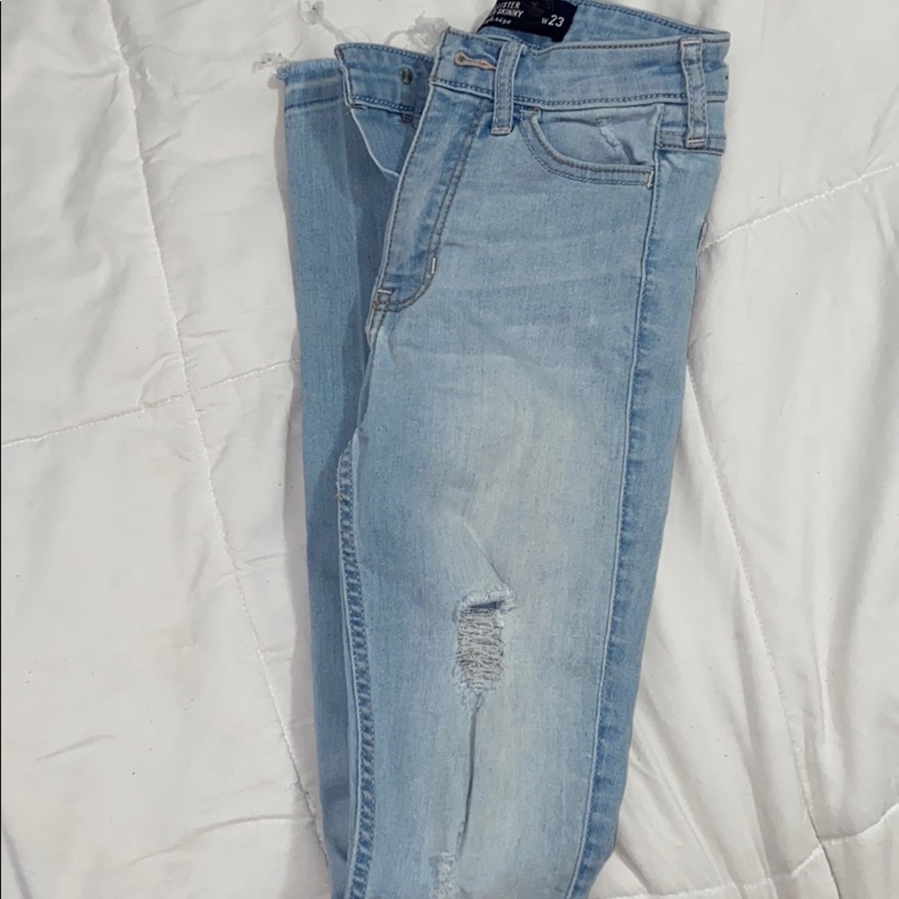 High rise light-wash jeans